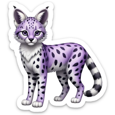 Epic Edgy Cute Black White Purple ethereal Serval-Snow-Leopard-Bobcat-Fionbri full body sticker