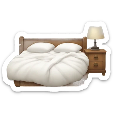 A cozy bed with a bunch of white pillows  sticker