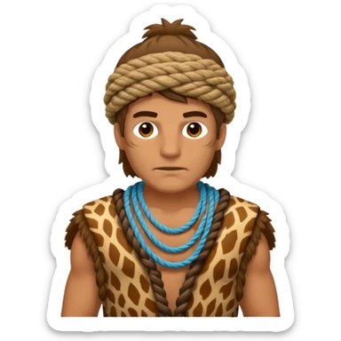Ancient  man with animal skin clothes with ropes sticker
