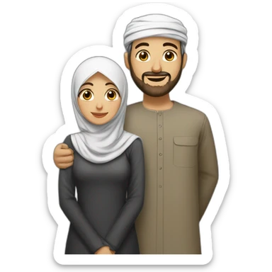 Homme avec Qamis qui fais un câlin à une femme en hijab sticker