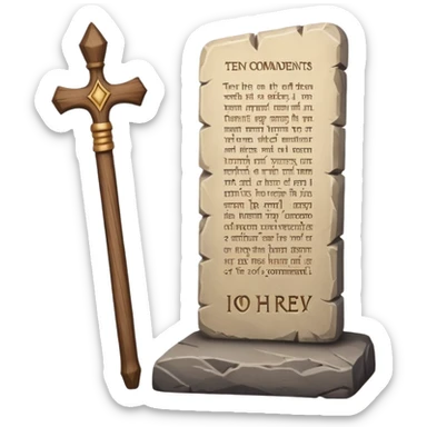 Ten commandments tablets and staff simplify sticker