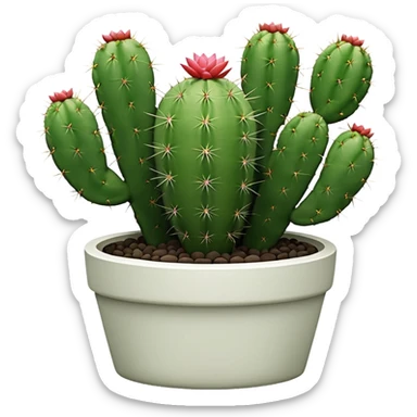 Cactus + white pot, Window Plants. sticker