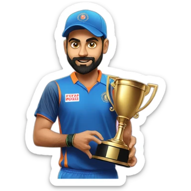 Virat kohli with trophy sticker