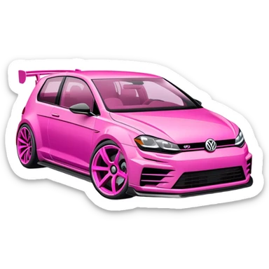 Pink hot wheels Volkswagen Golf R mk 8 car sticker