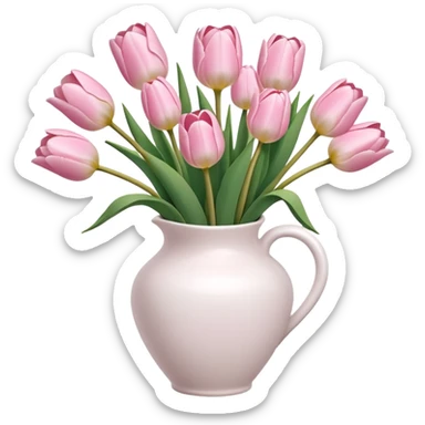Light pink tulips in white vase sticker