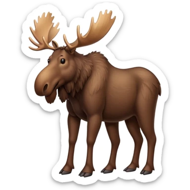 A high-resolution digital illustration of a full body moose in a clean, semi-realistic style. The noble moose is shown full body sticker