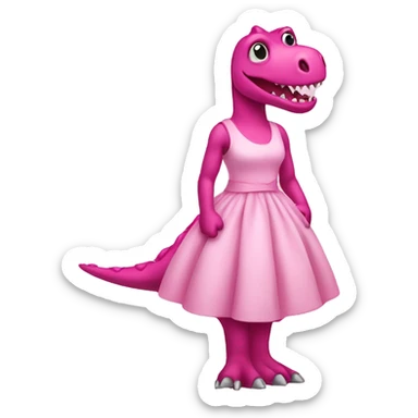 Pink dinosaur in a dress sticker