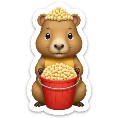 cabyparra with bucket of popcorn sticker
