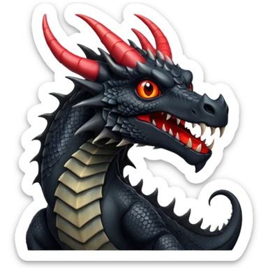 A black dragon with red eyes and great black horns. sticker