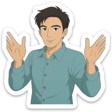 Make the man more handsome in Ghibli style, remove background. sticker