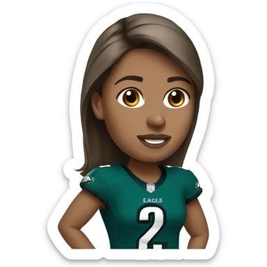  White female brown hair wearing Philadelphia Eagles jersey sticker