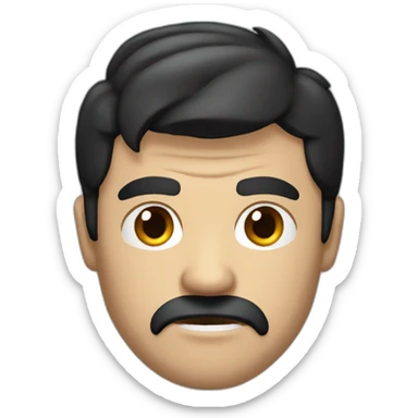 an angry black-haired man small mustache and a side parting sticker
