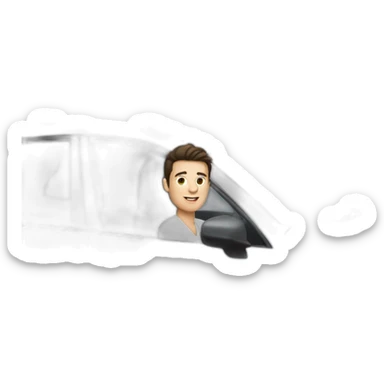 Brunette male driving a Hyundai white car  sticker