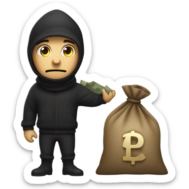 Thief with a bag of money sticker