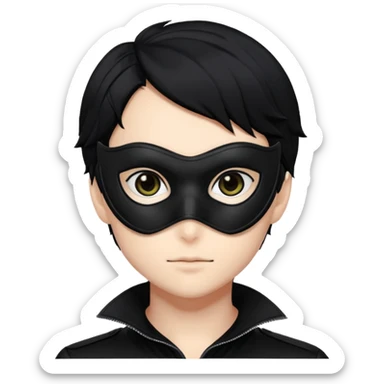 Akira persona 5 in a sleek black mask, playful eyes showing sticker