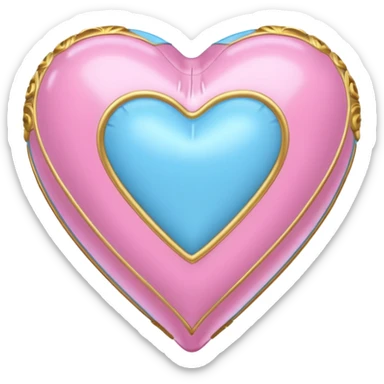 pink gold and light blue rococo inflatable heart sticker