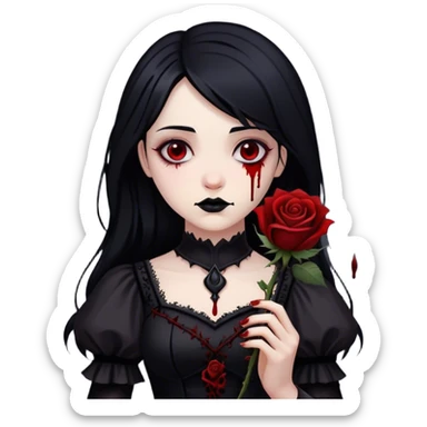 Bloody black rose anime gothic beautiful gorgeous cool edgy lady sticker