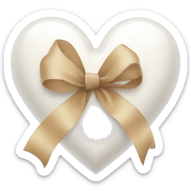 White heart with a beige ribbon on it sticker