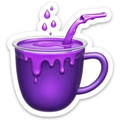A cup of purple liquid spilling out of it sticker