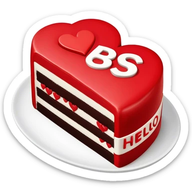 Create a heart broken shaped cake divided in two pieces. The first piece is fully black with a written message on top that says “Bye 20’s” and the second piece of the cake is red and  has a message that says “hello 30s”. The letters are white.  sticker