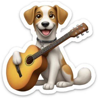 Dog playing guitar sticker