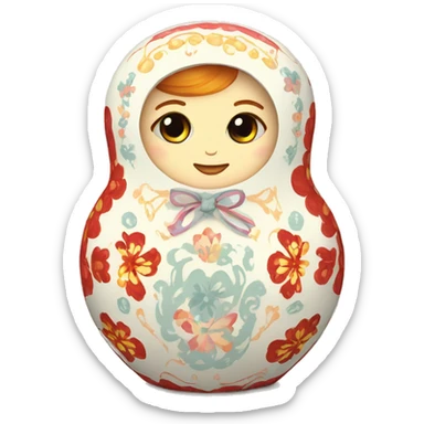 Russian doll with atomic pattern sticker