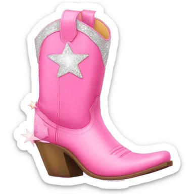 Pink cowgirl boot with sparkles sticker