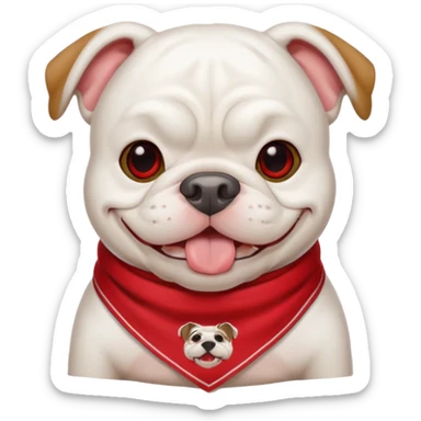 uga white bulldog emoji wearing red bandana smiling sticker