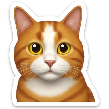 A red cat with a white spot on his face with yellow eyes sticker