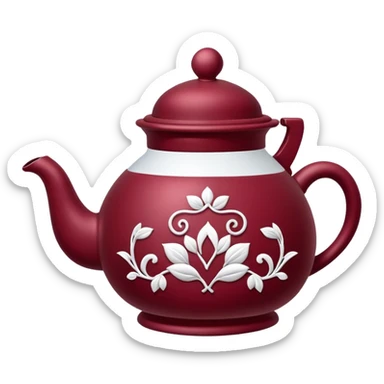 teapot with tea cozy burgundy sticker