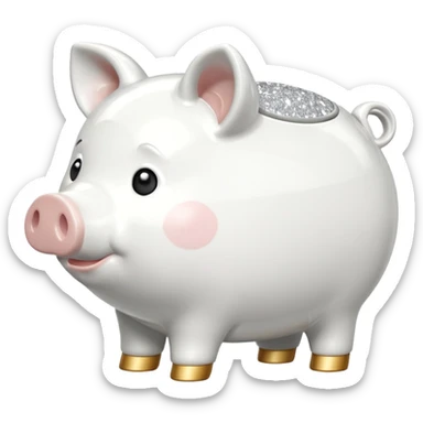 glitter white symbol pig bank sticker