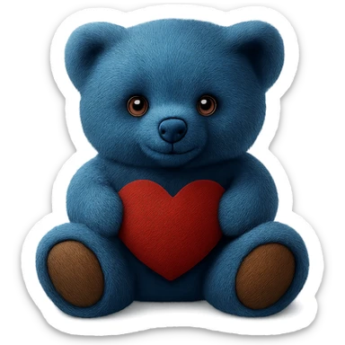 Change the teddy bear's fur to a realistic blue color, keep soft lighting and transparent background. The style should maintain a realistic and soft lighting look. sticker