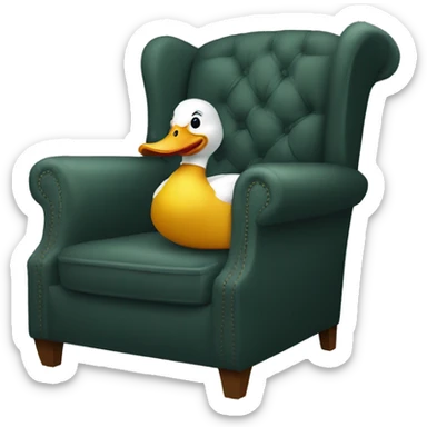Laughing duck sat in arm chair sticker