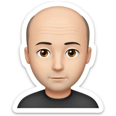 Fais un homme dégarnis sur le haut de son crâne et les cheveux noir court sur le côté sticker