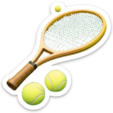 A detailed tennis racket resting on lush green grass beside a bright yellow tennis ball. The scene captures the essence of classic lawn tennis, with a crisp and clean background emphasizing the elegance and tradition of the sport sticker