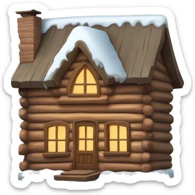 cozy snow covered log house sticker