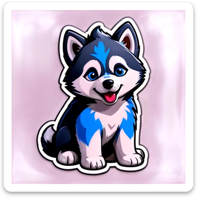 Husky puppy blue haircut gray fur sticker