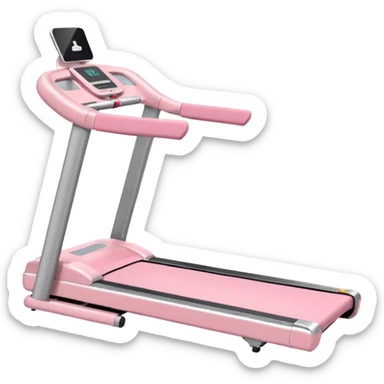 Pastel pink treadmill with sleek minimal design, soft shadows sticker