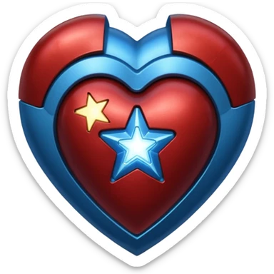 A red Iron Man heart with a glowing blue star in the center sticker