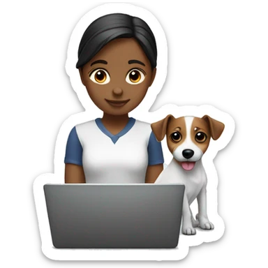 Jack Russel girl with laptop sticker