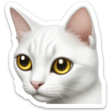 white cat with two different eye colors sticker