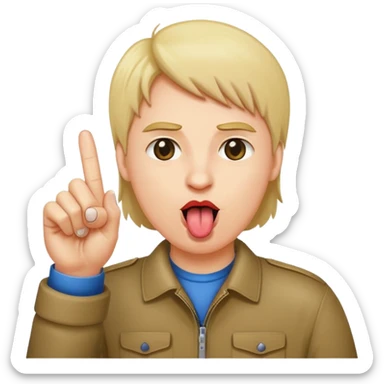 Sticking up Middle finger while sticking tounge out sticker