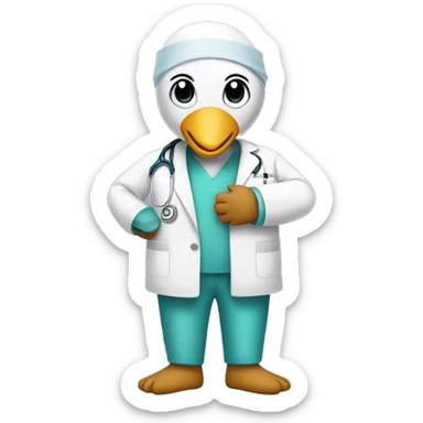 a swan dressed as a surgeon sticker