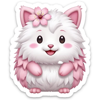 Cute Pastel pink and white Cherry Blossom Sakura Animal sticker