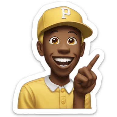 tyler the creator laughing pointing finger sticker