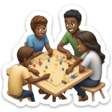 Four friends playing board game sticker