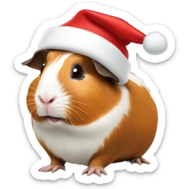 Guinea pig wearing Santa hat  sticker