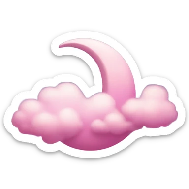 Pink crescent moon with sparkly clouds sticker