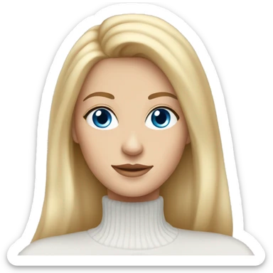 Blue eyed white woman with long blonde hair in a white turtleneck sweater  sticker