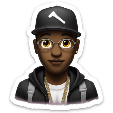 
rapper with realistic shadow and glow skin details, sticker